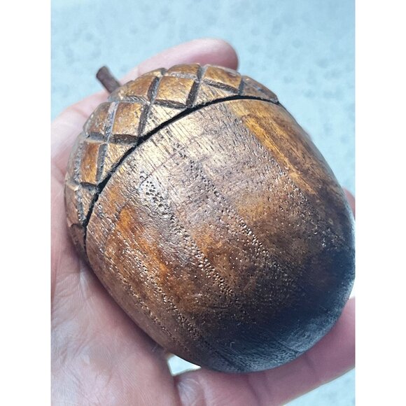 Handcrafted Wooden Acorn Decor Set Of 3 - Rustic Natural Finish - Picture 2 of 8